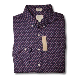 J. Crew Secret Wash Shirt M Sakura Floral Deep Navy